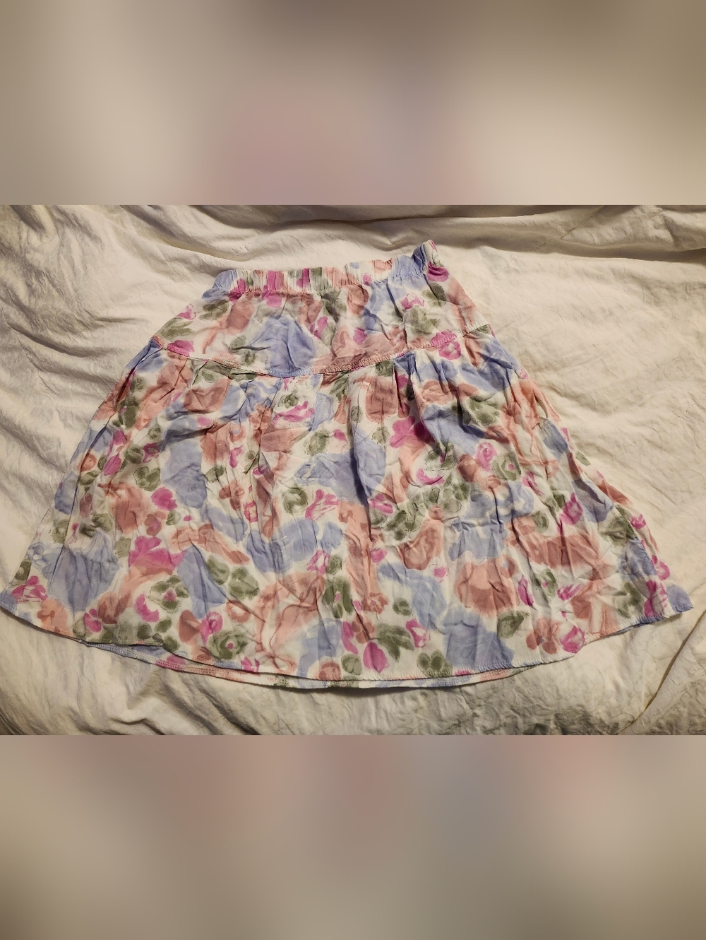 Vintage Floral Pastel Tiered Skirt - 100% Rayon For Extra Twirl